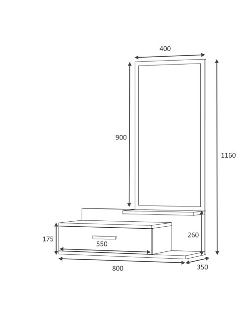 Mobile ingresso con specchio bianco ghisa Joy