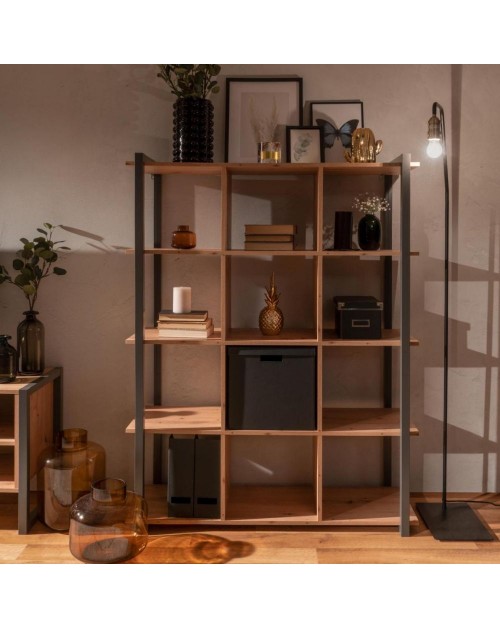 Libreria rovere quercia a cubi con profili antracite Denver 31