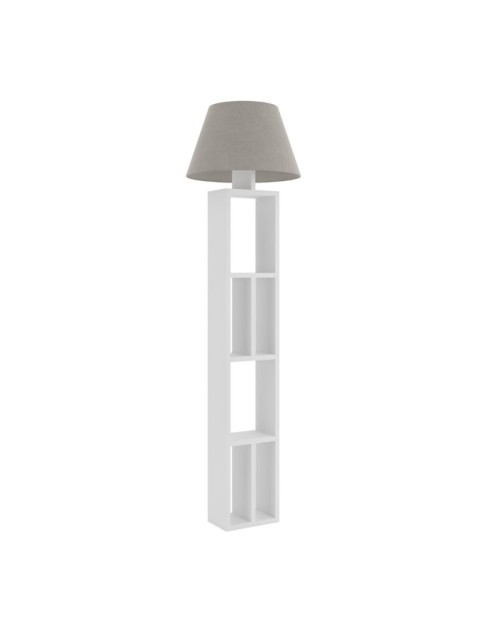 Lampada da terra in legno bianco con libreria Giorno 45x163,5