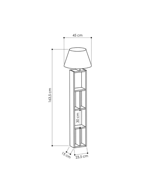 Lampada da terra in legno bianco con libreria Giorno 45x163,5