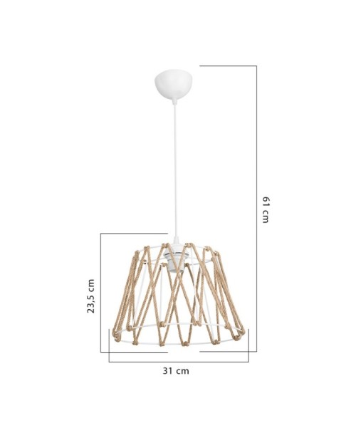 Lampada a sospensione metallo bianco e corda Evren ASZ1029