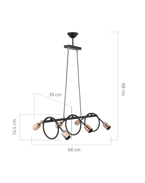 Lampada a sospensione stile contemporaneo con 6 punti luce Derbent MDL3938