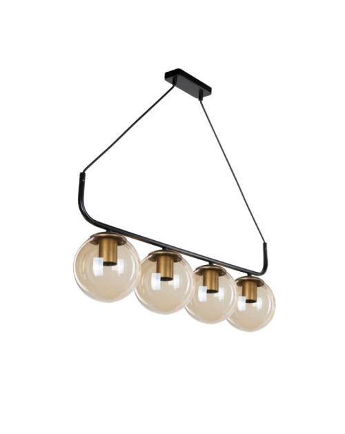 Lampada a sospensione stile minimal 4 punti luce Terena MDL4147 nera