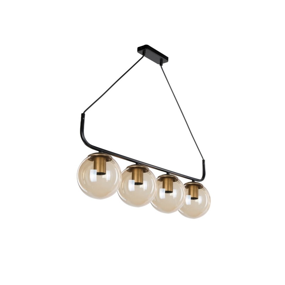 Lampada a sospensione stile minimal 4 punti luce Terena MDL4147 nera