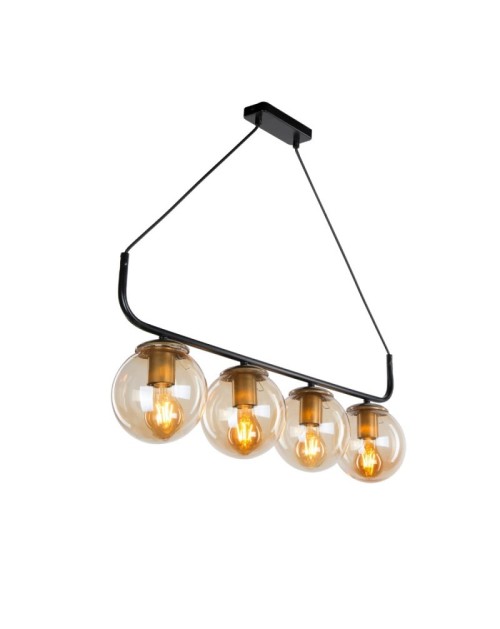 Lampada a sospensione stile minimal 4 punti luce Terena MDL4147 nera