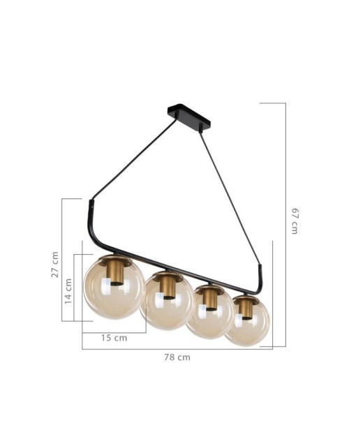 Lampada a sospensione stile minimal 4 punti luce Terena MDL4147 nera