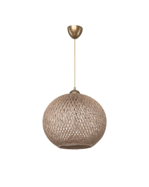 Lampada a sospensione con paralume in corda intrecciato beige Yumak MDL4746