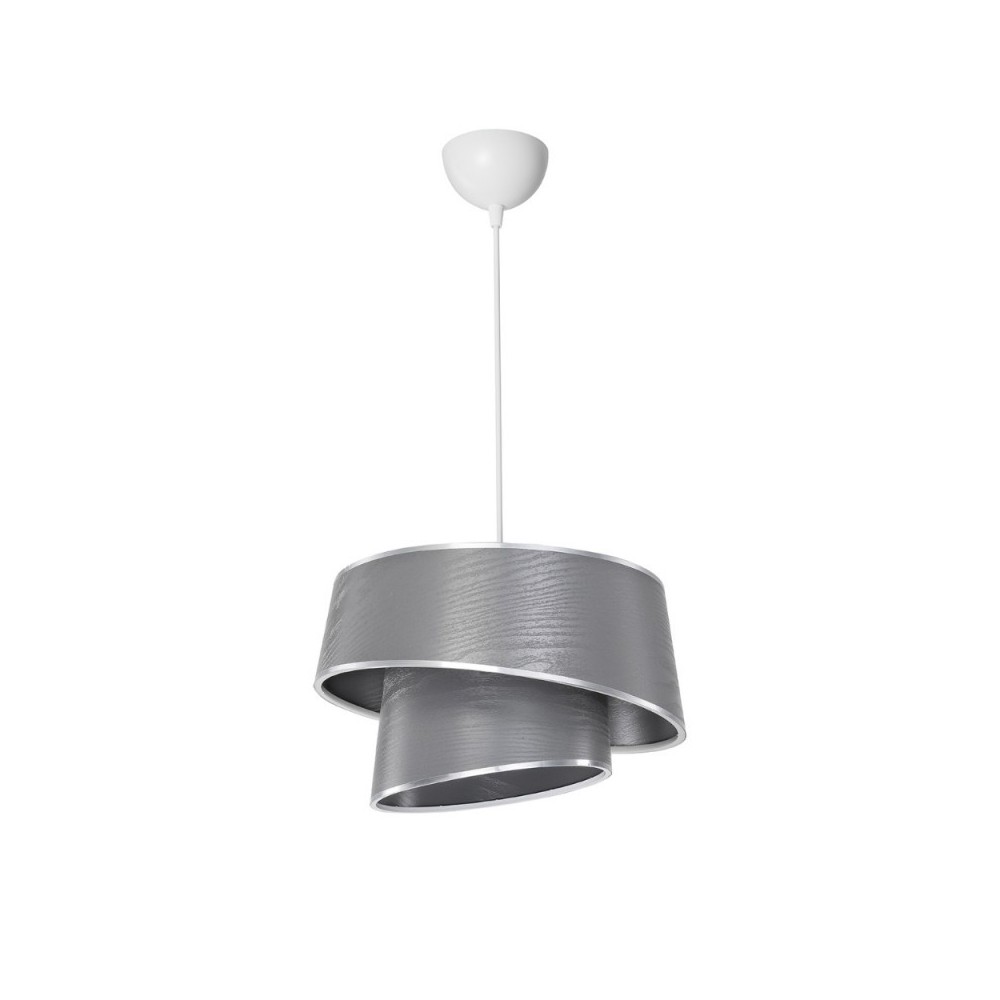 Lampada a sospensione con paralume grigio effetto legno Lima MDL5132