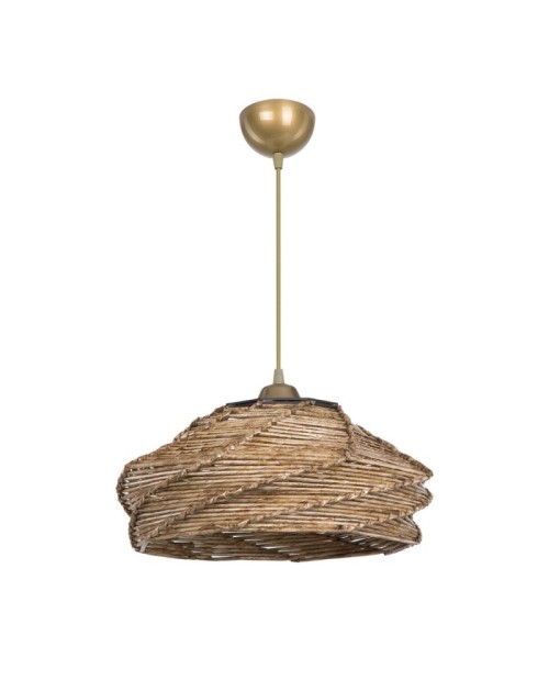 Lampada a sospensione in carta intrecciata marrone stile rustico Risa MDL4940