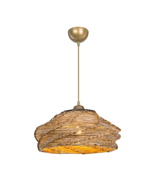 Lampada a sospensione in carta intrecciata marrone stile rustico Risa MDL4940