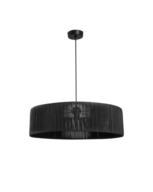 Lampada a sospensione in carta effetto bamboo nero stile rustico Roya ASZ1749