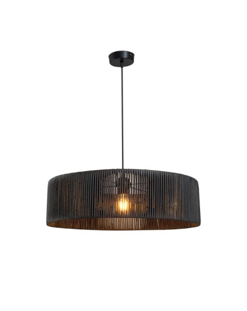 Lampada a sospensione in carta effetto bamboo nero stile rustico Roya ASZ1749