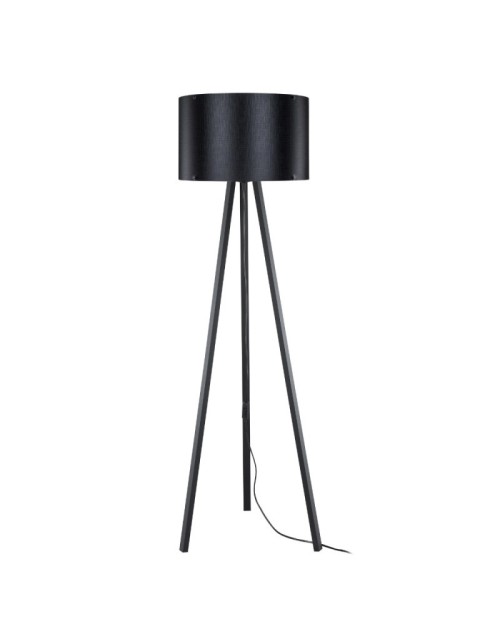 Lampada da terra treppiede e paralume tessuto nero Piko MDL5134