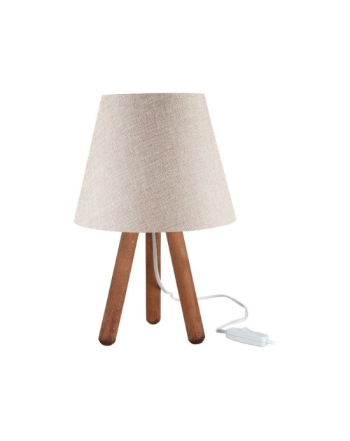 Lampada da tavolo treppiede noce e paralume colore beige Pino ASZ1452