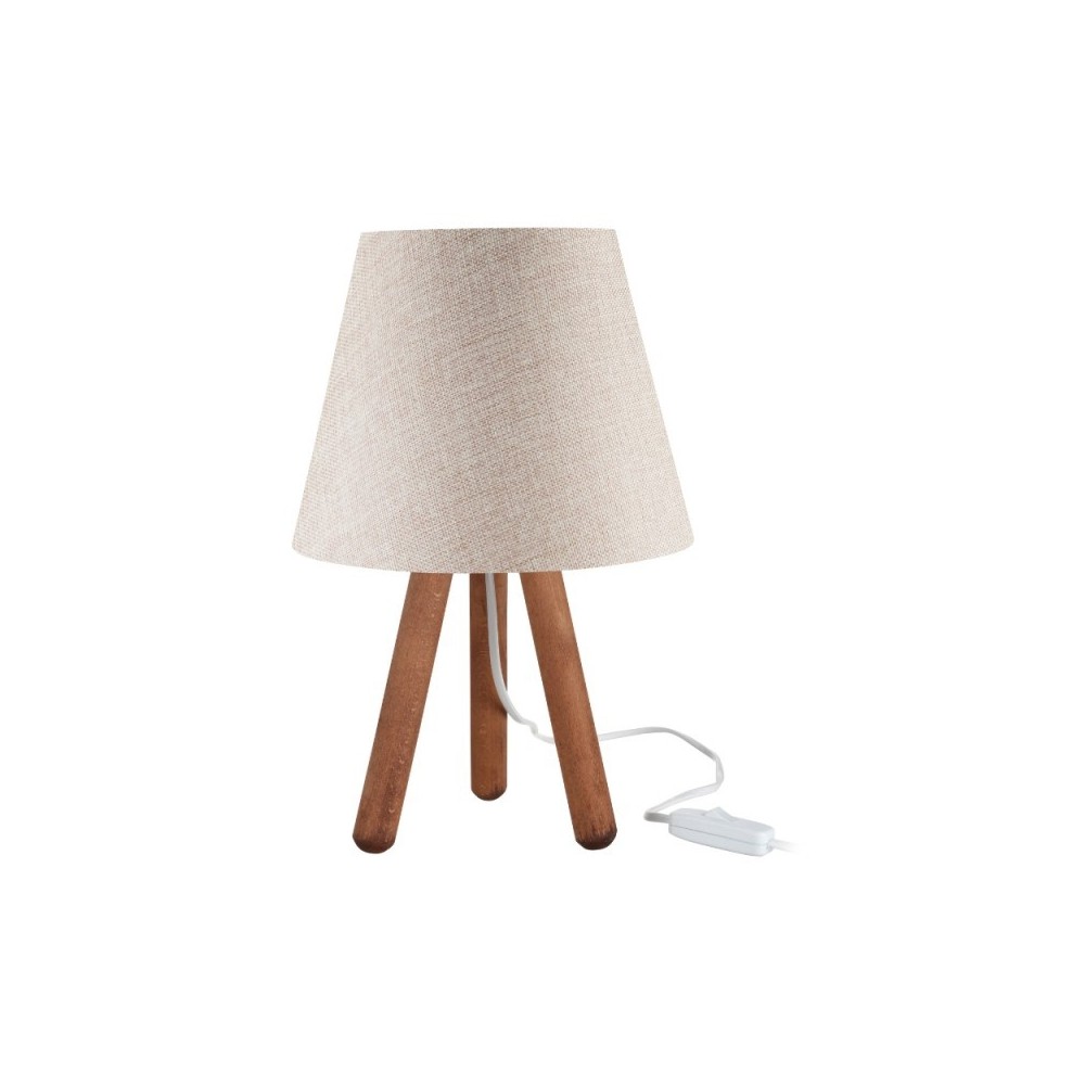 Lampada da tavolo treppiede noce e paralume colore beige Pino ASZ1452