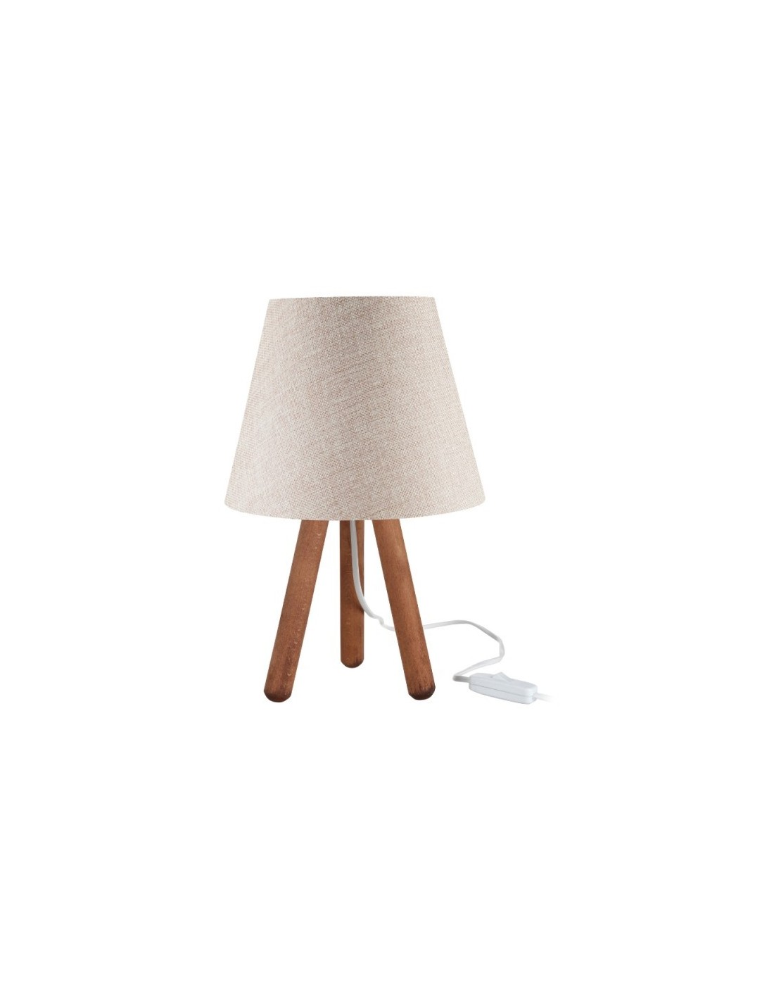 Lampada da tavolo treppiede noce e paralume colore beige Pino ASZ1452