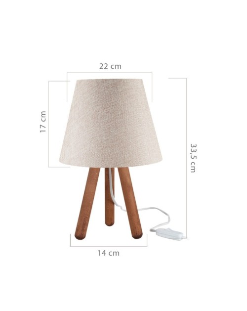 Lampada da tavolo treppiede noce e paralume colore beige Pino ASZ1452