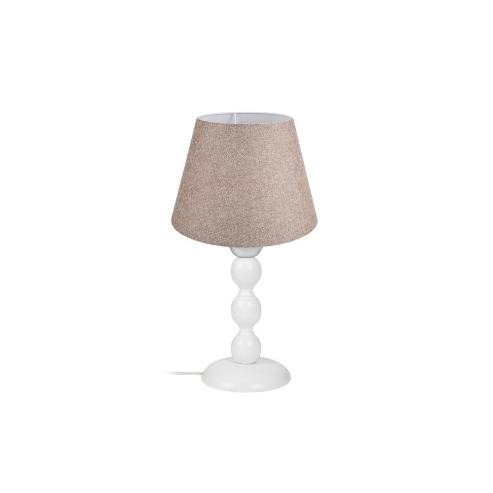 Lampada da tavolo base bianca e paralume tessuto colore beige LAGUNAH272634