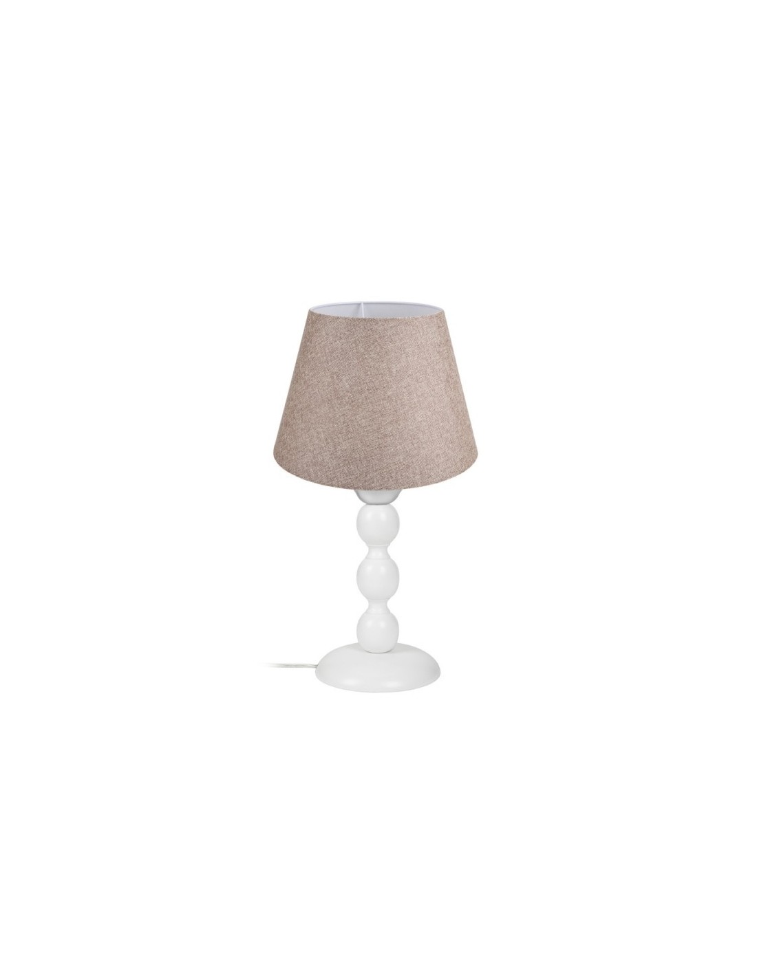 Lampada da tavolo base bianca e paralume tessuto colore beige LAGUNAH272634