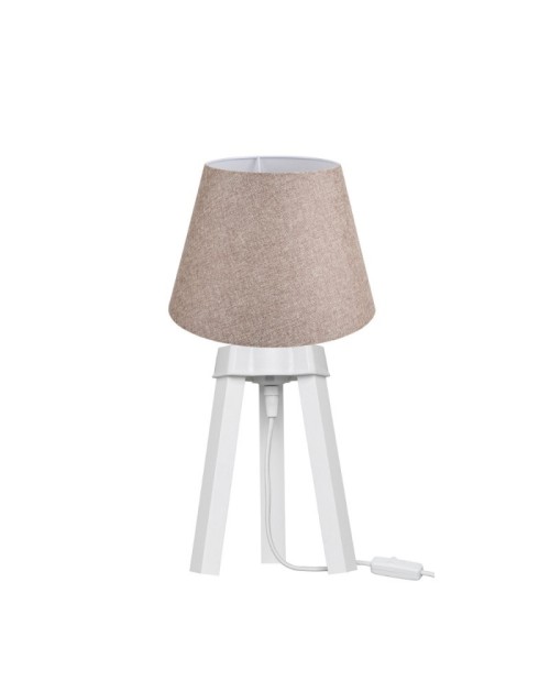 Lampada da tavolo treppiede bianco e paralume tessuto colore beige PIKOBI2634