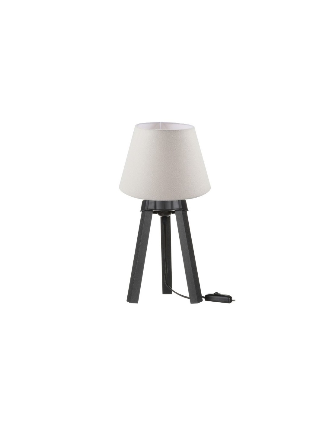 Lampada da tavolo treppiede nero e paralume tessuto colore bianco PIKONE2632