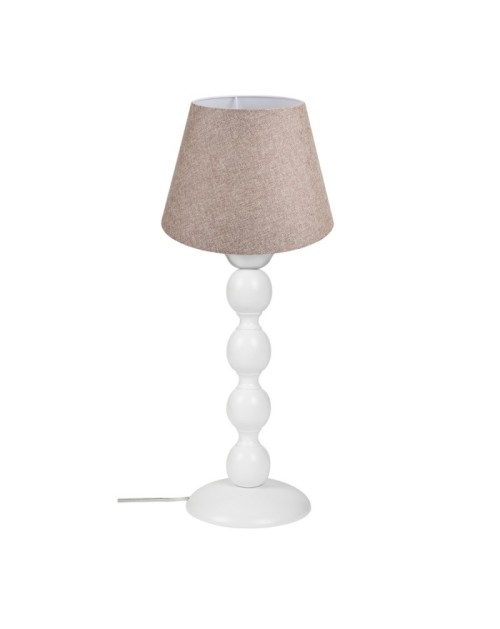 Lampada da tavolo base bianca e paralume tessuto colore beige LAGUNAH372634