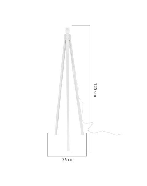 Lampada da terra treppiede legno bianco e paralume tessuto rosso RODIBI3011