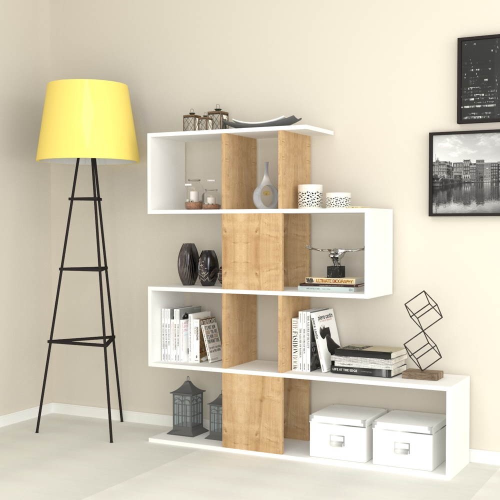 Libreria bifacciale 145x145x29 cm. Aktif bianco rovere