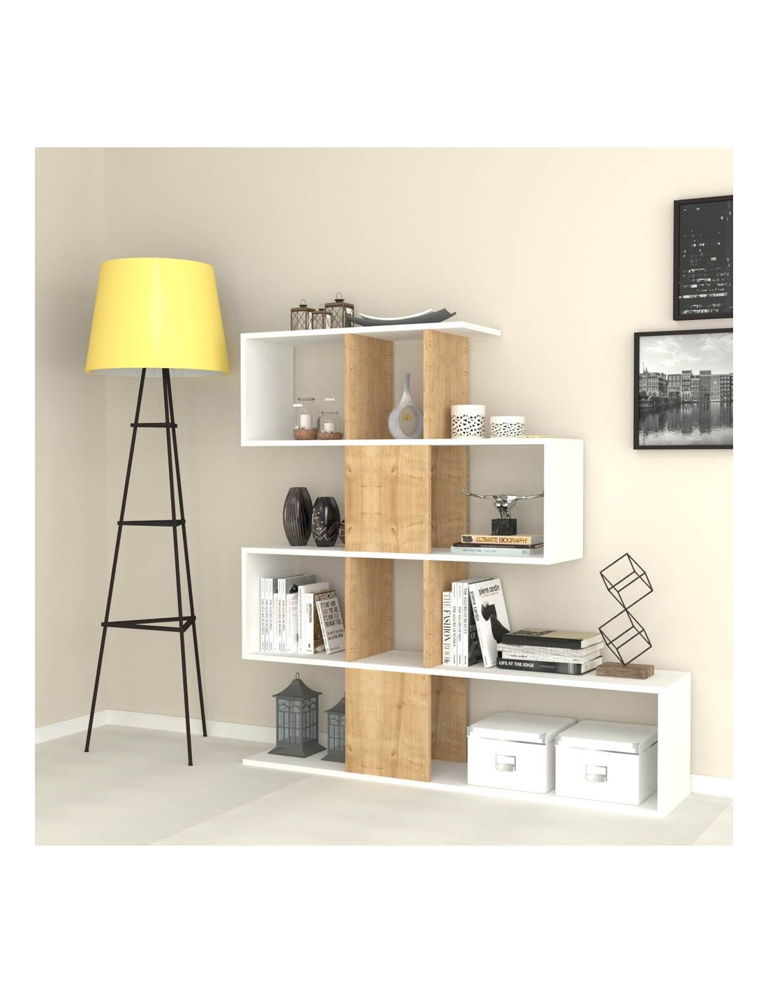 Libreria bifacciale 145x145x29 cm. Aktif bianco rovere